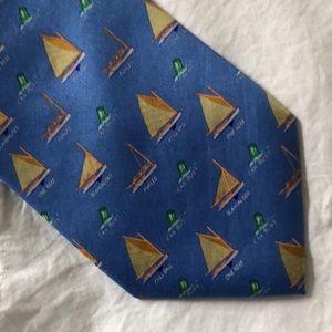 Eric Holch for Alynn Men’s Silk tie, Yellow sailboats on blue.